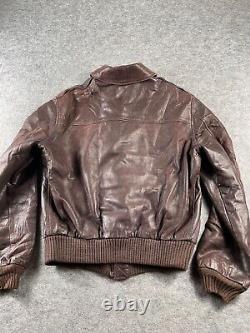 Vintage Avirex Type A-2 USAAF US Army Air Force Brown Leather Flight Jacket 38
