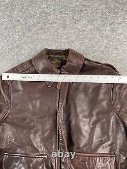 Vintage Avirex Type A-2 USAAF US Army Air Force Brown Leather Flight Jacket 38