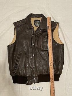 Vintage Avirex Type B-9 Leather Vest size L US Army Air Force Bomber Korea