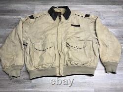 Vintage Avirex US Army Air Forces A-2 Distressed Bomber Jacket Tan Mens Size L