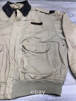 Vintage Avirex US Army Air Forces A-2 Distressed Bomber Jacket Tan Mens Size L