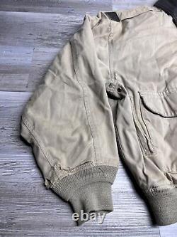 Vintage Avirex US Army Air Forces A-2 Distressed Bomber Jacket Tan Mens Size L