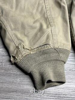 Vintage Avirex US Army Air Forces A-2 Distressed Bomber Jacket Tan Mens Size L
