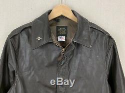 Vintage Avirex US Army Airforce Brown Leather A2 Bomber Flight Jacket Sz 40 USA