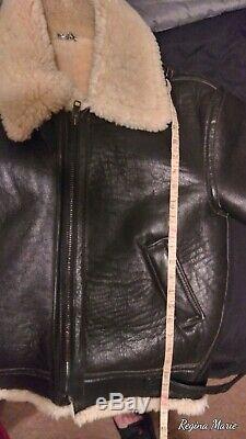 Vintage B-3 B3 Air Force Army Shearling Sherpa Leather Bomber Flight Jacket USA