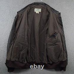 Vintage LL Bean A-2 Leather Flight Jacket Mens 44L Brown Air Force Bomber 90s