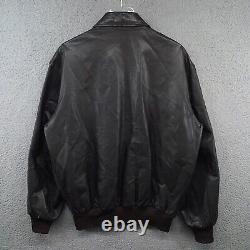 Vintage LL Bean A-2 Leather Flight Jacket Mens 44L Brown Air Force Bomber 90s