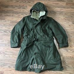 Vintage M-1947 M47 US Army Air Force Overcoat Parka Coat Jacket With Pile Liner M