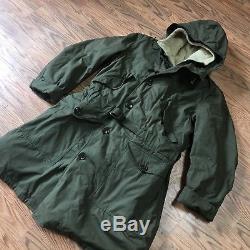 Vintage M-1947 M47 US Army Air Force Overcoat Parka Coat Jacket With Pile Liner M