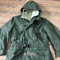 Vintage M-1947 M47 US Army Air Force Overcoat Parka Coat Jacket With Pile Liner M