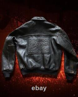 Vintage MARSHALL AMP USA Army Air Force Leather Flight Jacket STRANGER THINGS