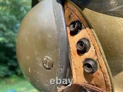 Vintage Named Sheridan Army Air Force Flight Helmet with Earphones & Microphone