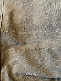 Vintage Original WW2 US Aviators Canvas Kit Bag ANG 505-1 US GOVT Army Airforces