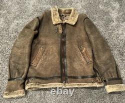 Vintage Pilot Of The World USA Us Army Air Force B 3 Sheepskin Jacket Medium