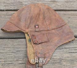 Vintage US ARMY AIR FORCE Leather Spalding WWI AVIATOR Pilots Hat Helmet Cap