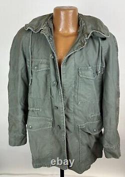 Vintage US Air Force Field Jacket S Cold Weather Olive Green Hooded Vietnam Era