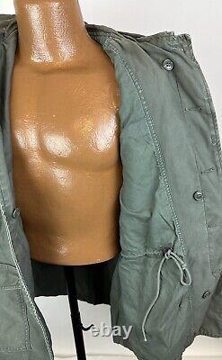 Vintage US Air Force Field Jacket S Cold Weather Olive Green Hooded Vietnam Era