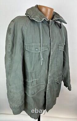 Vintage US Air Force Field Jacket S Cold Weather Olive Green Hooded Vietnam Era