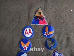 Vintage US Army Air Force Patches/Insignia Lot of 56 on Wool Blanket Rare Find