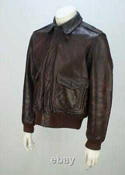 Vintage US Army Air Force Type A-2 Leather Flight Brown Bomber Jacket 40 Scovill