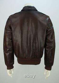 Vintage US Army Air Force Type A-2 Leather Flight Brown Bomber Jacket 40 Scovill