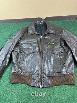 Vintage US Army Air Forces USAF Leather Flight Bomber Jacket no tag brown Rare