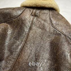 Vintage Us Air Force Army Leather Type B-6 Jacket 42 Blue Duck Shearling