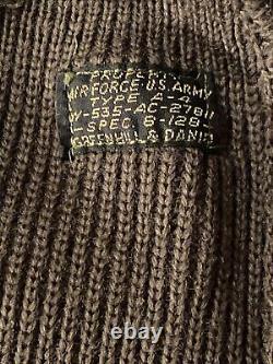 Vintage WW2 Military Real A-4 Knit Cap Wool OD Original Air Force U. S. Army Rare