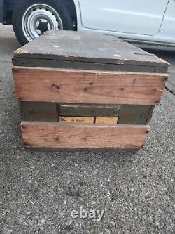 Vintage WW2 US Air Force Army LARGE WOODEN CRATE 1943 OD Green IDEAL SEATING CO