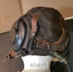 Vintage WWII Army Air Force A-11 Leather Flight Helmet w Electro-Voice Earphones