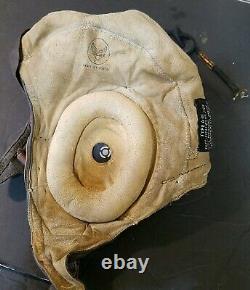 Vintage WWII Army Air Force A-11 Leather Flight Helmet w Electro-Voice Earphones