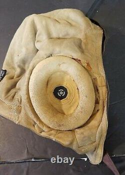 Vintage WWII Army Air Force A-11 Leather Flight Helmet w Electro-Voice Earphones