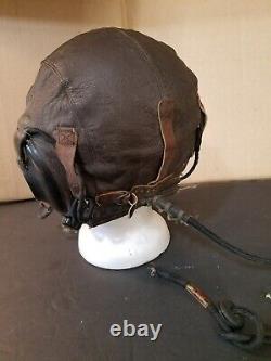 Vintage WWII Army Air Force A-11 Leather Flight Helmet w Electro-Voice Earphones