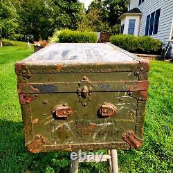 Vintage WWII Military FOOT LOCKER Trunk Chest, US Army, Brooks Air Force Base