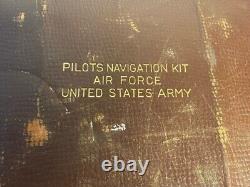 Vintage WWII Pilots Navigation Kit Air Force US Army Leather Flight Satchel Bag