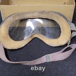 Vintage WWII US ARMY AIR FORCES TYPE B-8 FLYING GOGGLES BOXED Polaroid Corp