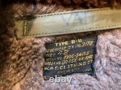 Vintage WWII US Army Air Force Type B-11 Parka Jacket Coat Men's Size 42