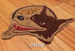 Vintage WWII US Army Air Force Wolf Jacket Patch. Hand Sewn 7 x 5 Inches Rare