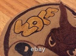 Vintage WWII US Army Air Force Wolf Jacket Patch. Hand Sewn 7 x 5 Inches Rare