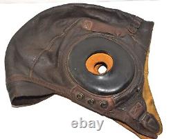 Vintage WWII US TYPE A-11 Size L ARMY AIR FORCES Fighter Pilot Leather Helmet