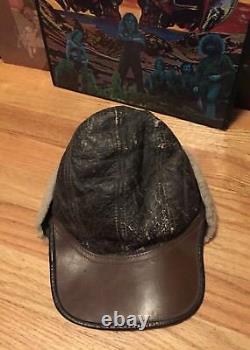 Vintage WWII USAAF US ARMY AIR FORCE B-2 Bomber Sheepskin Leather Flight Cap
