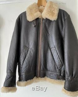 Vintage Ww2 Us Army B1 Style Leather Sheepskin Flying Jacket Air Force Aviation