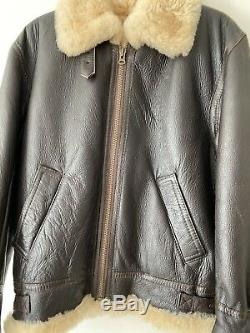 Vintage Ww2 Us Army B1 Style Leather Sheepskin Flying Jacket Air Force Aviation