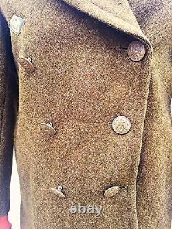 Vintage Wwii Us Wool Overcoat Military Army Air Corps Force 1942 Ww2 Uniform 36r