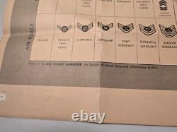 Vtg 1950 ORIGINAL Insignia United States Army Navy Air Force Marine Poster 24x19