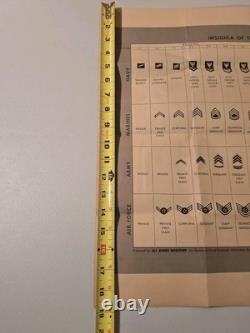 Vtg 1950 ORIGINAL Insignia United States Army Navy Air Force Marine Poster 24x19