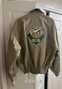 Vtg AVIREX Type A-2 US Army Air Forces Khaki Jacket Full Sail Patch Rare Size L
