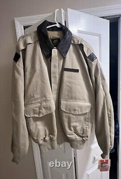 Vtg AVIREX Type A-2 US Army Air Forces Khaki Jacket Full Sail Patch Rare Size L