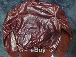 Vtg Army Air Force A-2 Reproduction Leather Flyers flight bomber jacket L