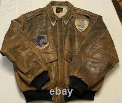 Vtg Avirex Type A-2 Army/Air Force Flight Brown Leather Jacket Size Medium